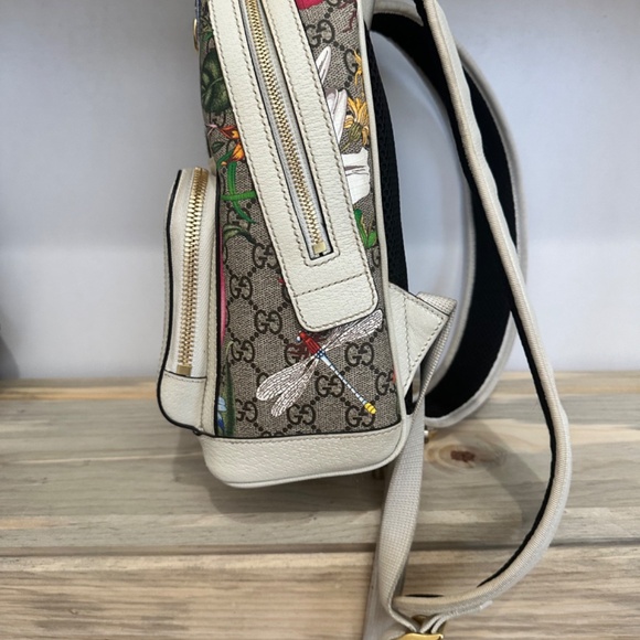 Gucci GG Supreme Monogram Flora Web Small Ophidia Day Backpack White - Picture 7 of 11